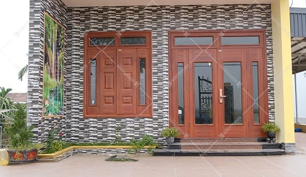 Cửa thép vân gỗ 4 cánh Koffmann KG-41.K.K-4TK tại Bến Tre